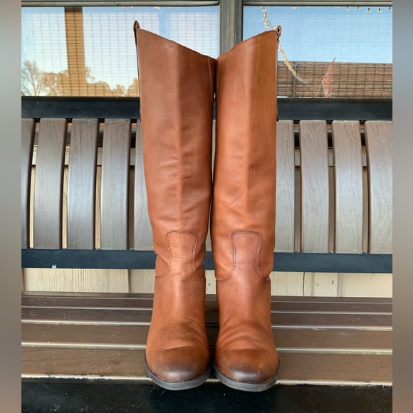 Sam Edelm Penny Leather Riding Boots Size 7M Whiskey Leather Equestrian Chic - Picture 2 of 16